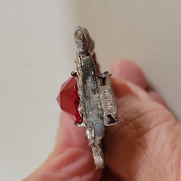 Vintage Antique Red Stone and Rhinestone Shoe Clip - Picture 4 of 5